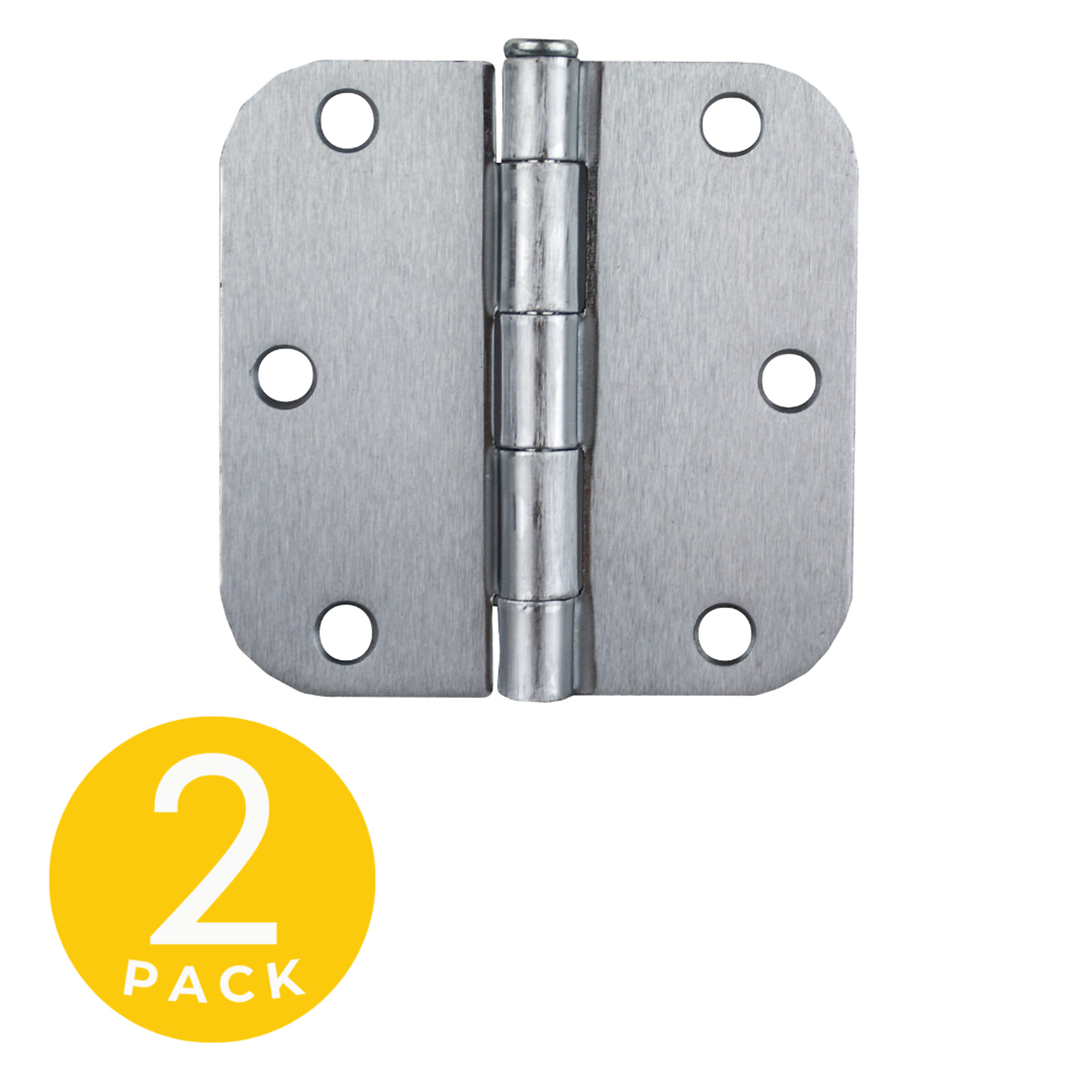 Global Door Controls Full Mortise Residential Hinge — 3.5in. x 3.5in., Brushed Chrome, 5/8in. Radius, Removable Pin, 2-Pc. Set, Model# CP3535-5/826D-M